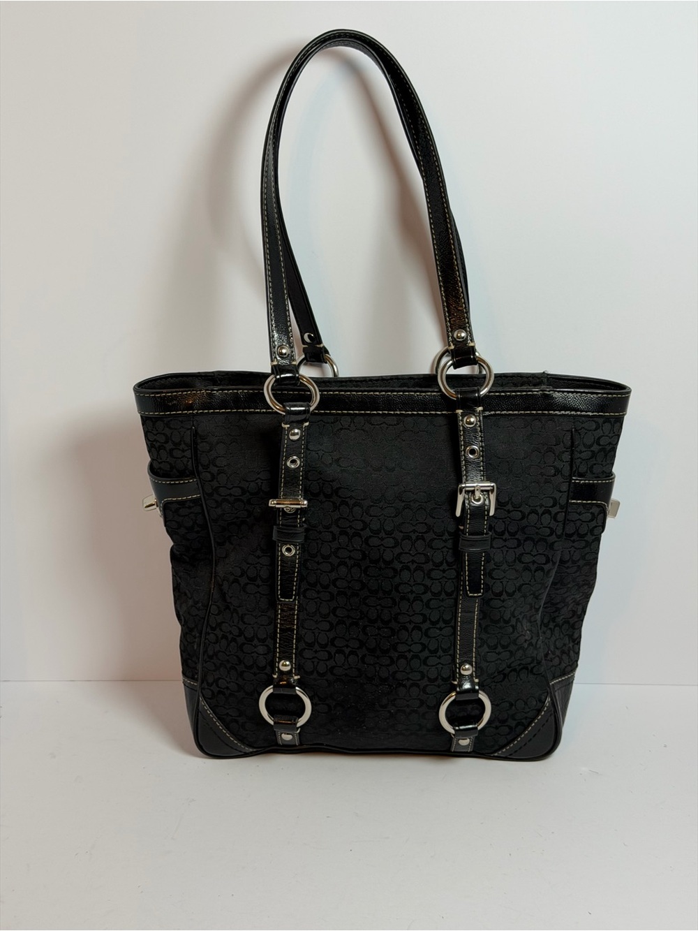Coach Signature Gallery Black Jacquard Micro C Monogram Tote - Picture 10 of 13